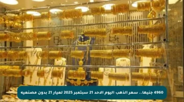 4960 جنيها.. سعر الذهب اليوم الأحد 21 سبتمبر 2025 لعيار 21 بدون مصنعية